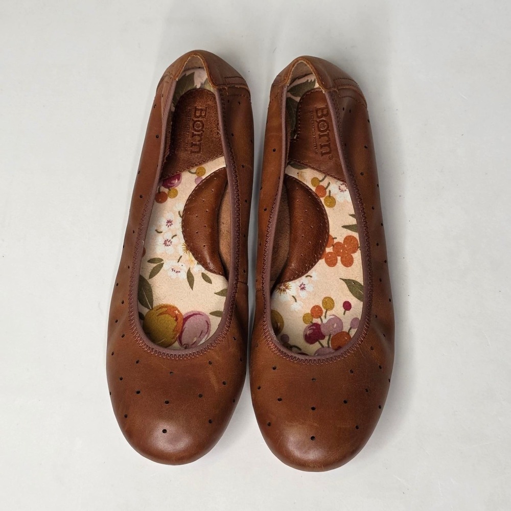 Born Ballet Women's Size 9 Brown Tan Leather Flats Loafers Slip On Comfort Shoes - Picture 3 of 12